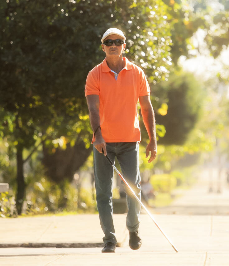 Visually Impaired Man Walking